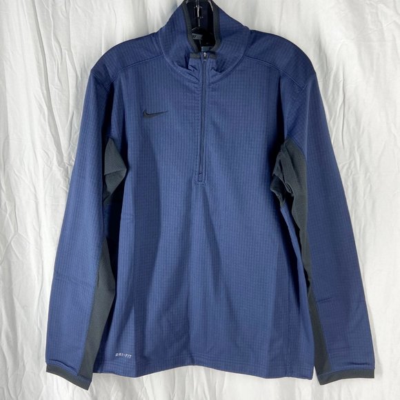 Nike Mens Navy Dri-Fit Textured 1/2 Zip Training Jacket Size M